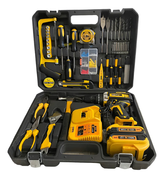 KIT DE HERRAMIENTAS CON TALADRO PROFESIONAL