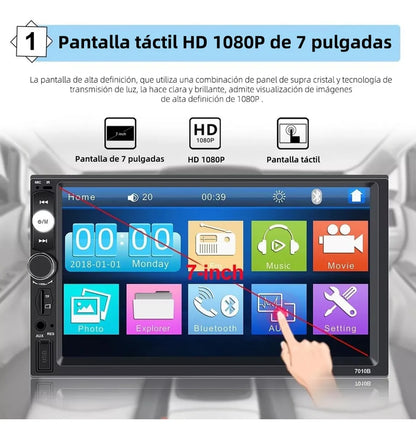 Radio Carro Pantalla 7 Con Camara De Reversa USB 7010B
