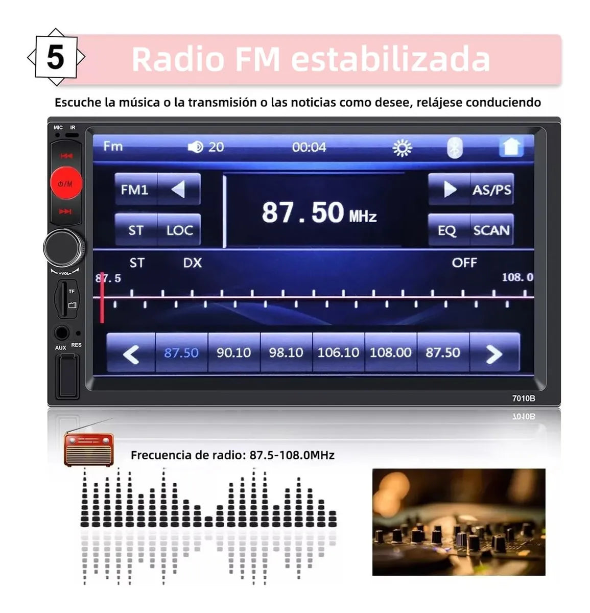 Radio Carro Pantalla 7 Con Camara De Reversa USB 7010B