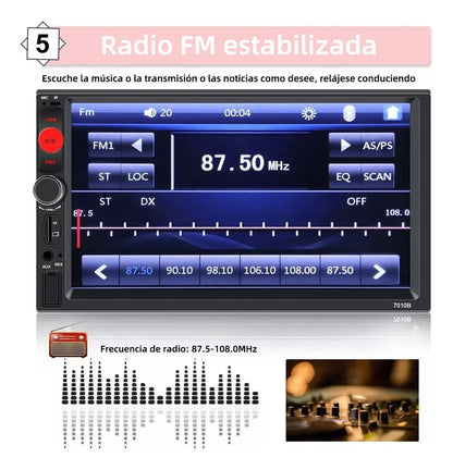 Radio Carro Pantalla 7 Con Camara De Reversa USB 7010B