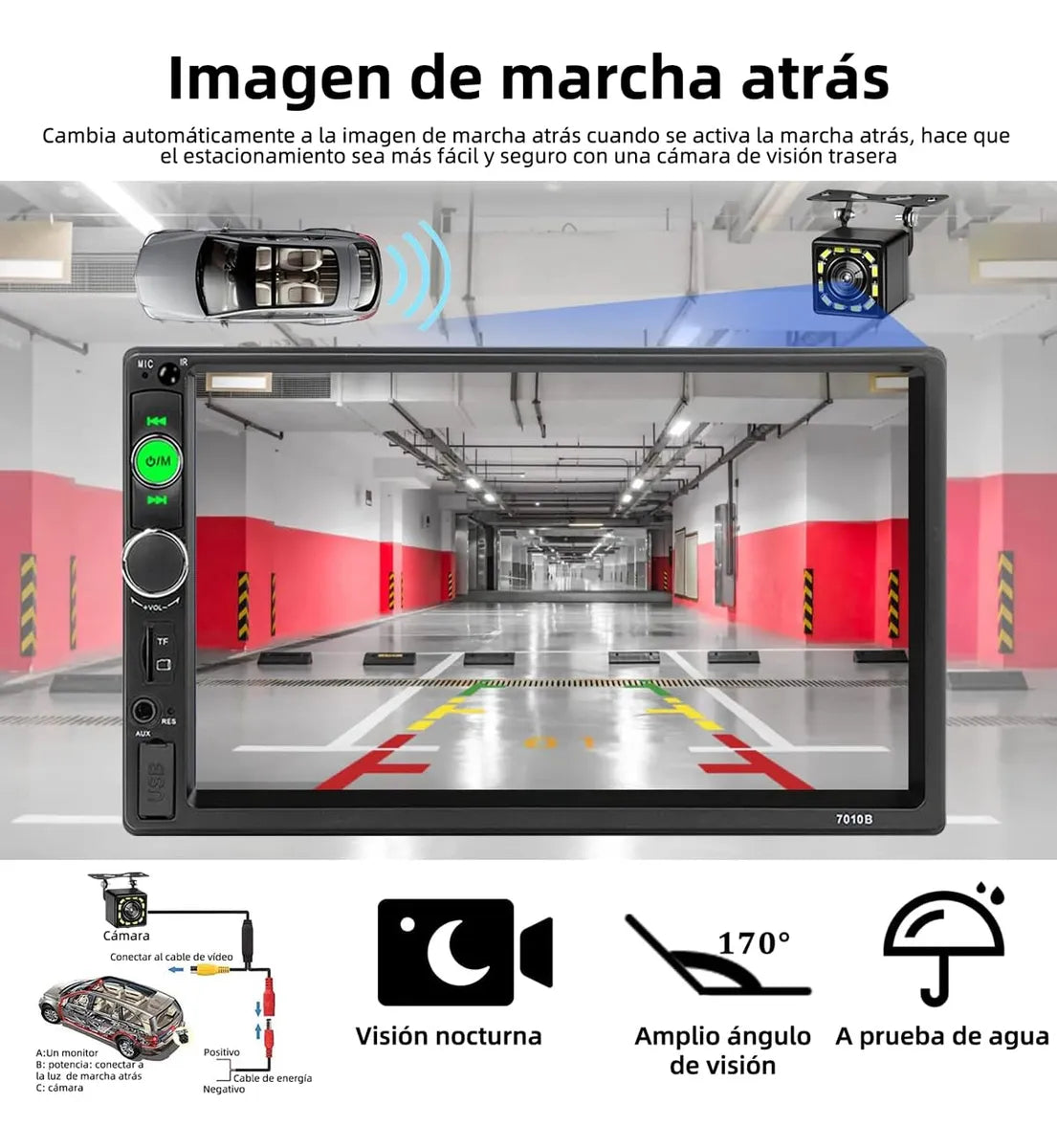 Radio Carro Pantalla 7 Con Camara De Reversa USB 7010B