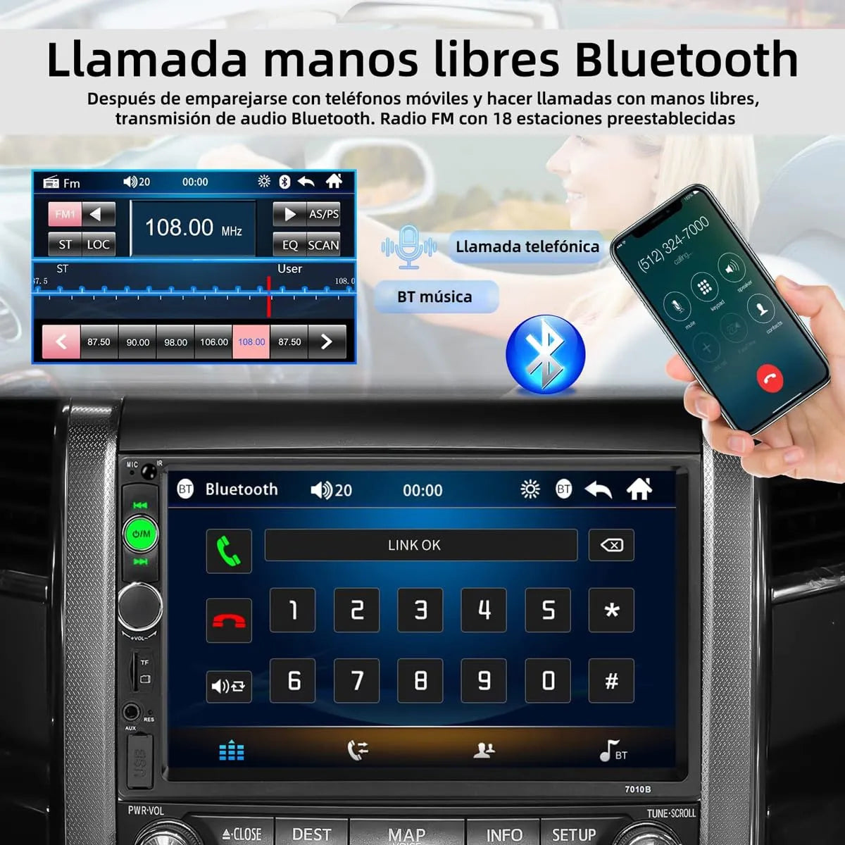 Radio Carro Pantalla 7 Con Camara De Reversa USB 7010B