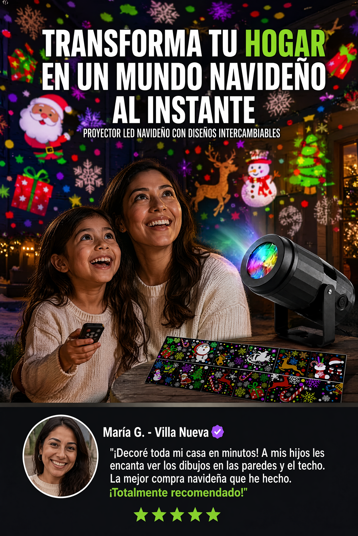 Testimonios - Proyector Navideño LED