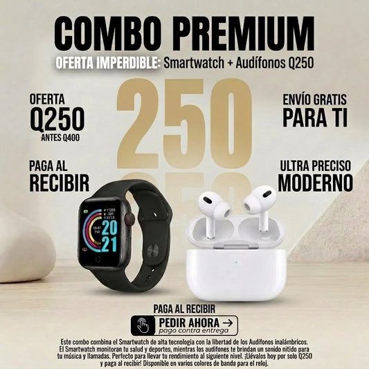 Combo Smarwatch + Audifonos 2da Generación